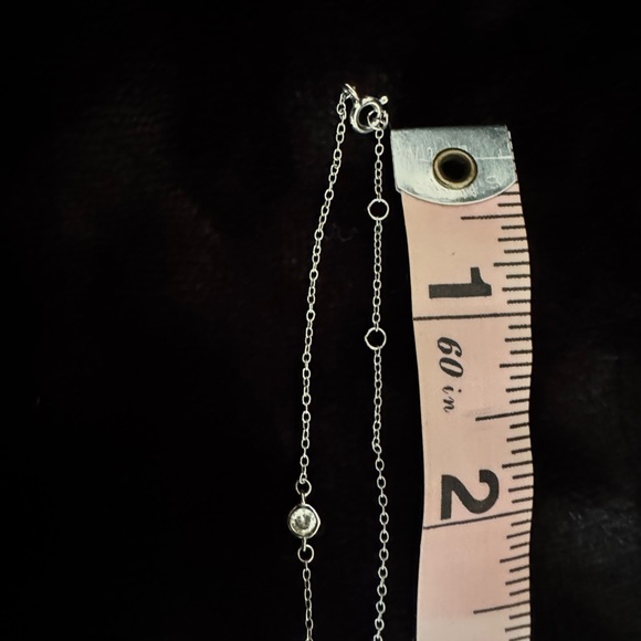 Evil Eye Pendant Necklace with stationed bezel set Crystals on chain stamped 925 - Picture 4 of 5